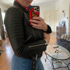 AllSaints Balfern Quilted Leather Jacket Size 6